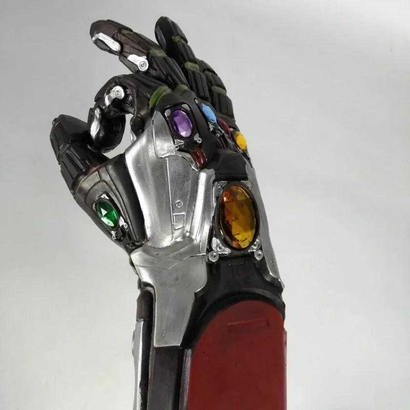 38 سنتيمتر المنتقمون 4 ثانوس غير محدود قفازات اللاتكس الذراع الدعائم أضواء LED مع الأحجار الكريمة يمكن ارتداؤها تأثيري الدعائم نموذج زي عرض الدعامة