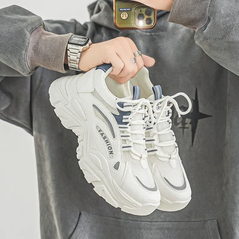 

Men's Summer Breathable Mesh Sports Shoes Low Top Lace-Up Casual Thick Bottom Heightening Outdoor Wear Sneakers