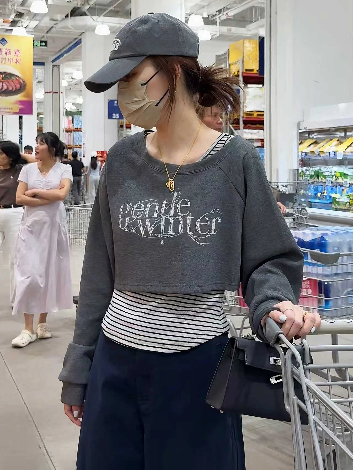 Koreaanse Sle ronde Ne Letter Print ort Sweatshirt dames herfst winter nieuwe High Faion top tweedelige set trendy