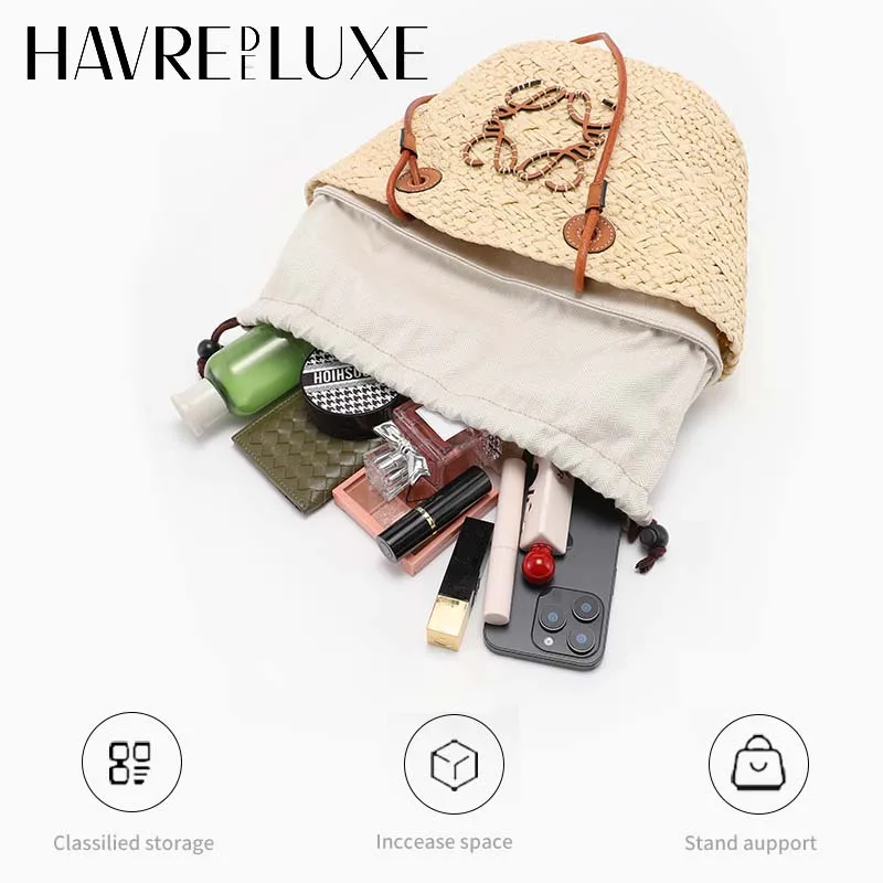 Drawstring bag organizer insert shoulder strap for Anagram Basket straw woven bag support inner liner bags accessories