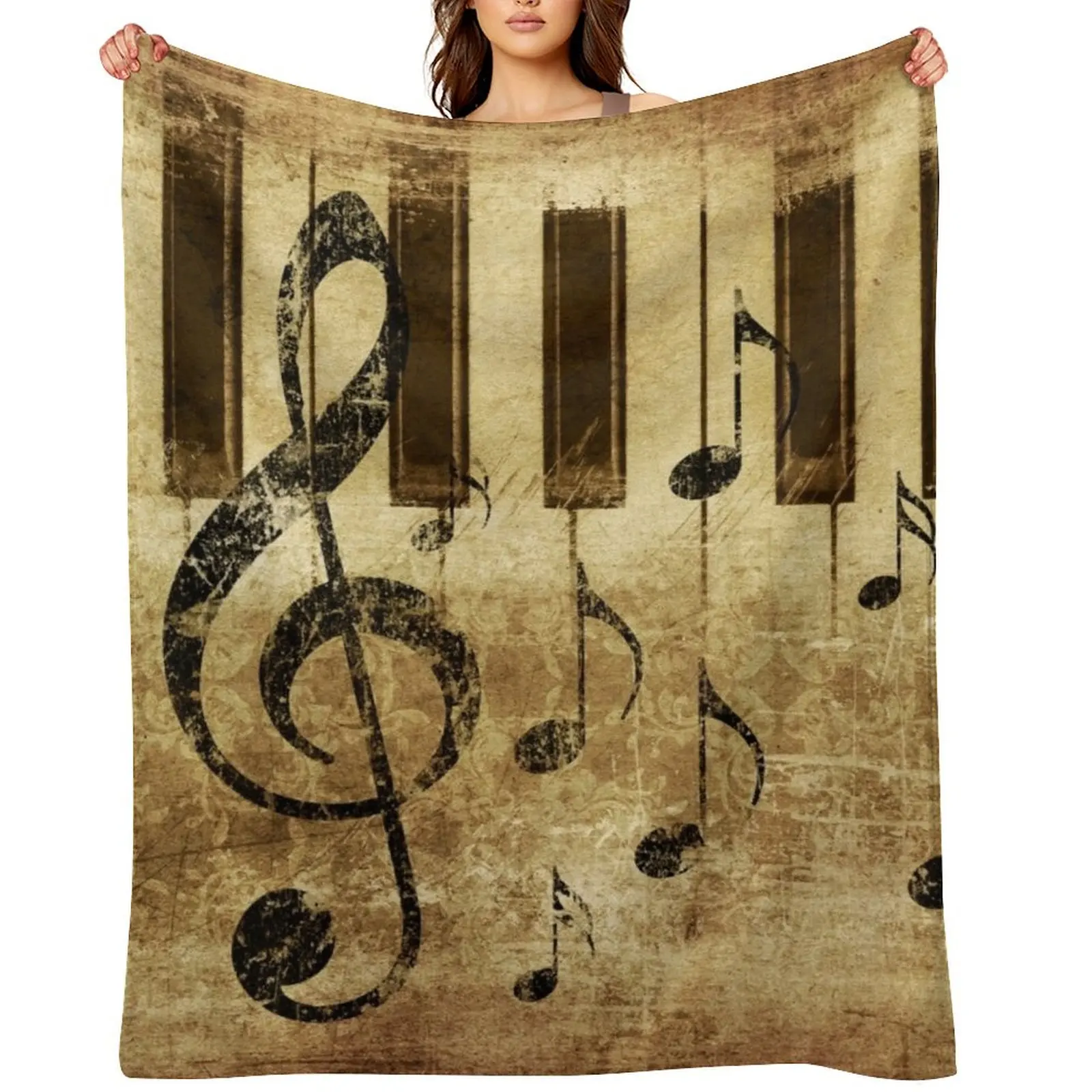

Music notes and piano keys Throw Blanket Designers Plush Sofas Warm Blankets