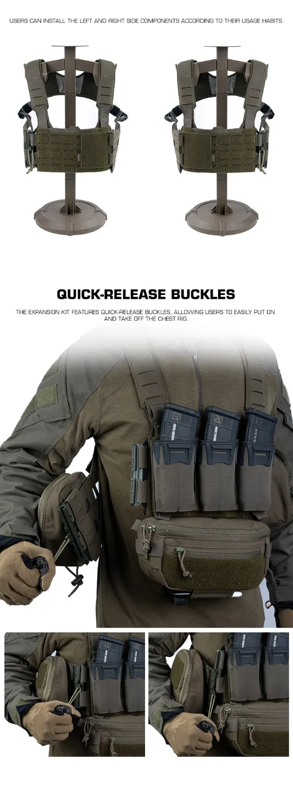 Modulares Brustgurt-Erweiterungskit – MOLLE Schnellverschluss-Gurtsystem für Training, Wandern, Jagd und Outdoor-Aktivitäten – Detail 9