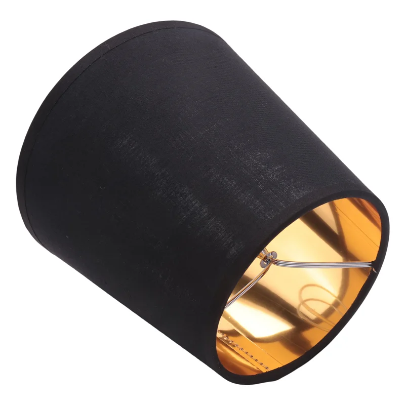 TOP Black Lamp Shades with Gold Lining Clip on Light Shades Candle Chandelier Lampshades, Set of 6