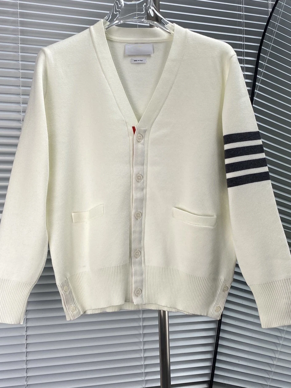 

Trendy V-Ne Knitted Cardigan Women's Long Sve Color Four Bar Sve Straight Fit Casual Spring Autumn Cotton Wool ...