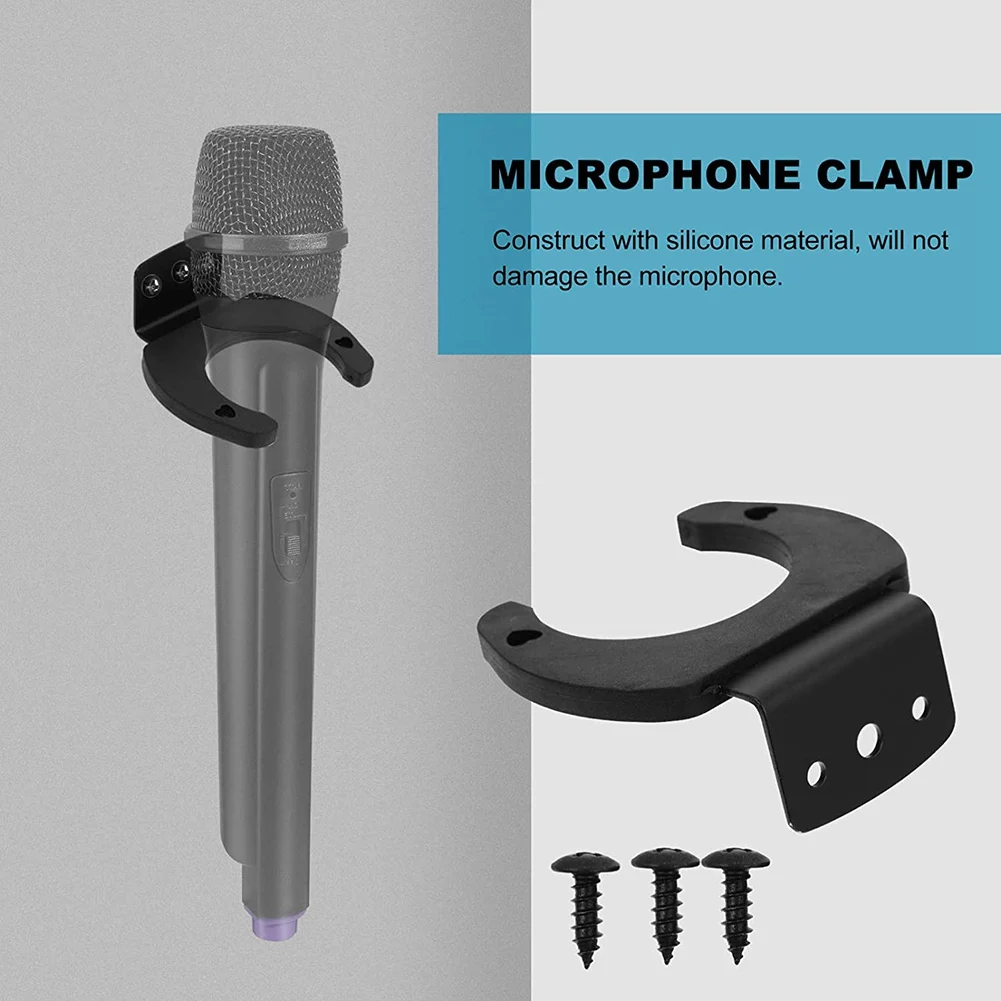 Abht-novo 4 pçs suportes de microfone clipe gancho tipo montagem na parede braçadeira, acessórios de microfone