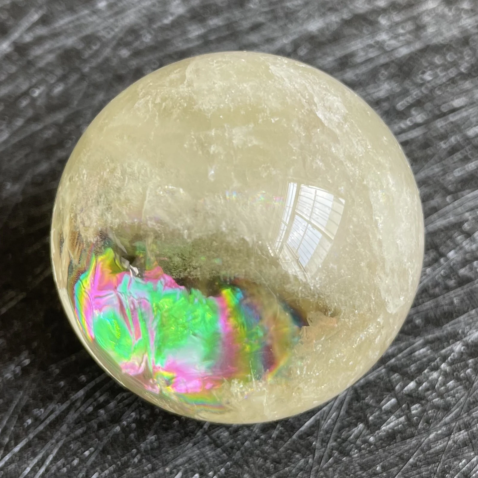 Sfera di cristallo di citrino di pietra naturale sfera di quarzo arcobaleno lucido guarigione Reiki di roccia