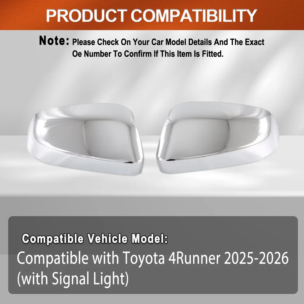 

2Pcs Car Side Rearview Mirror Cover Cap Shell Left Right for Toyota 4Runner (with Signal Light) 2025-2026 Carbon Fiber Black