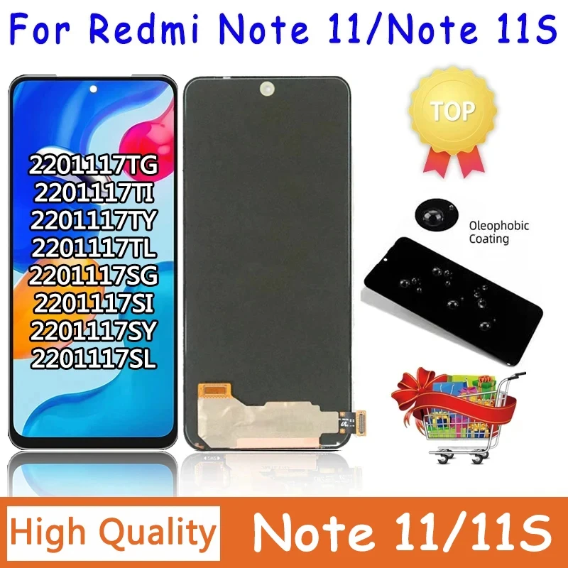 Test For Xiaomi Redmi Note 11 Display Note11 2201117TG Screen Touch Glass Digitizer For Redmi Note 11S LCD With Frame