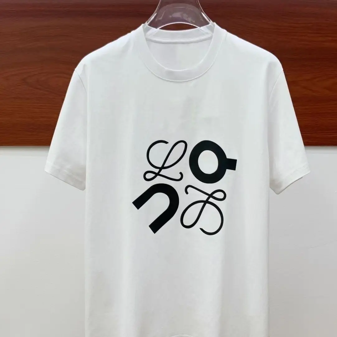 

2026, новая высококачественная модная футболка с коротким рукавом и принтом на груди, высококачественная мужская повседневная свободная и универсальная футболка