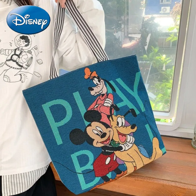 New Disney Mickey Pluto Cute Fashion Canvas Shoulder Bag Daily Travel Ladies Mommy Handbag