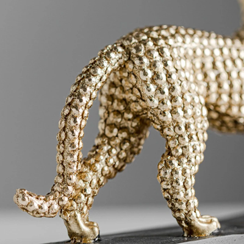 Imagem -05 - Estatuetas de Leopardo Dourado Resina para Decoração de Interiores Cheetah Creative Porch Ornamentos Sala de Estar e Estudo 21cm