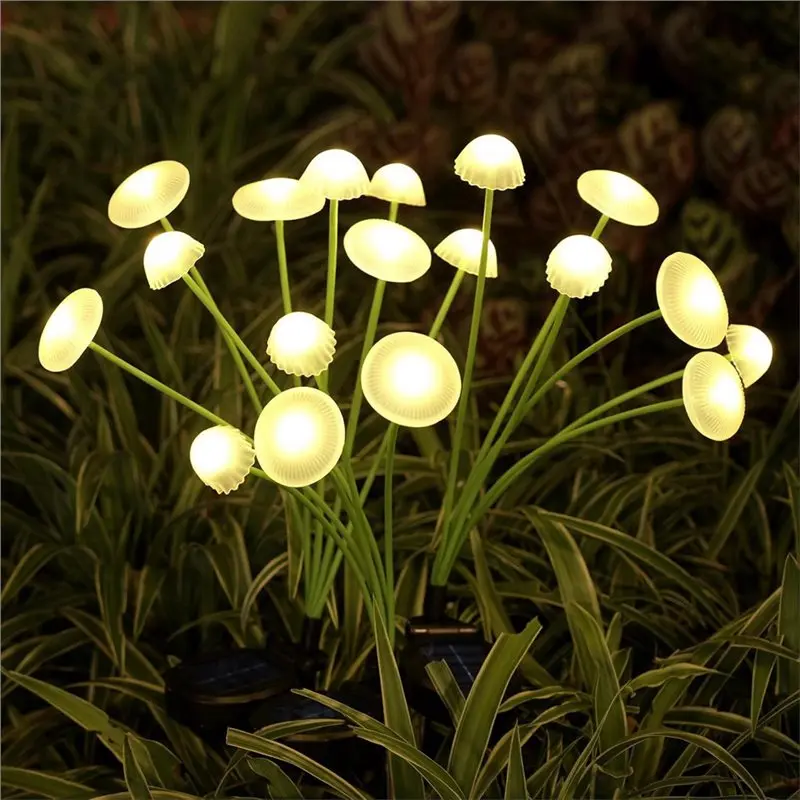ABMH-LED Solar Mushroom Lamps 2 Pack Jellyfish Stake Lamps Outdoor Garden Decor For Yard Pathway Lightings