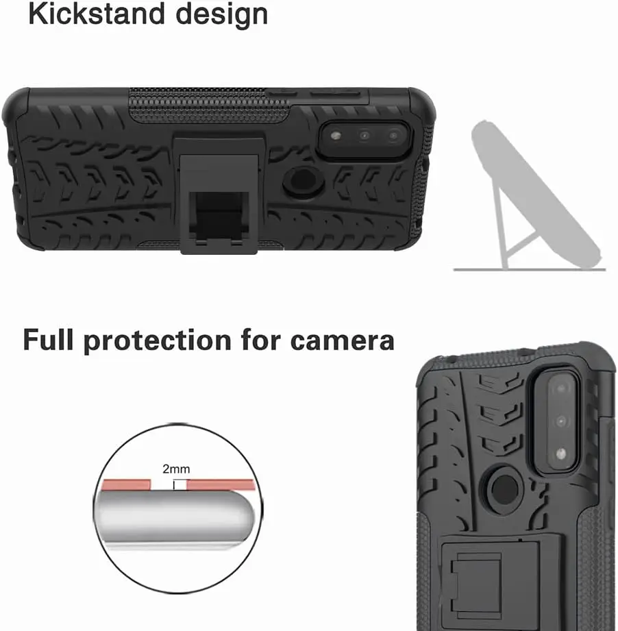 Moto G Pure Phone Case,Shockproof Hard Heavy Duty Stand Armour Case Cover for Moto G Power 2022,G Play With Screen Protector