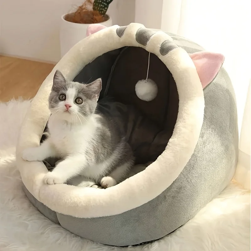 

Cat Bed Cozy Cave Soft Textile Cotton Cute Pet House Washable Removable for Cats and Small Dogs Four Seasons Pet Bed