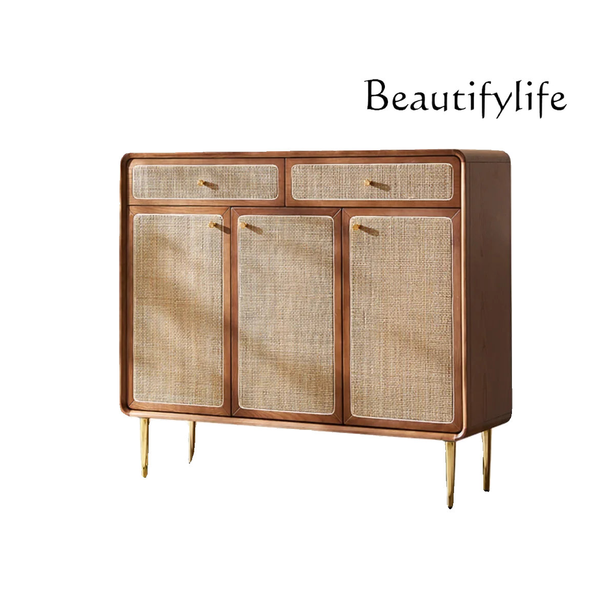 

Retro solid wood rattan shoe cabinet medieval wabi-sabi wind living room entrance entrance cabinet