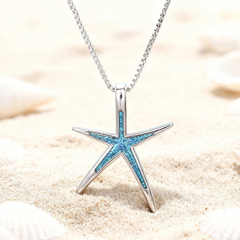 Huitan Kreative Seestern-Anhänger-Halskette für Frauen, Geschenk, bezaubernder, süßer Urlaubsschmuck für Partys, elegantes, schickes Hals-Accessoire