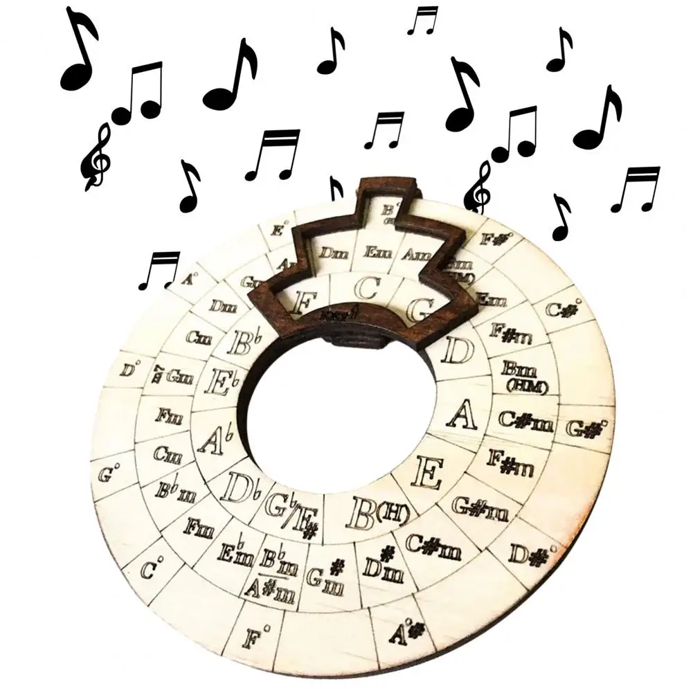 Wooden Melody Tool Adjustable Handmade Circle of Fifths Wooden and Chord Wheel Musical Educational Tool Accessories