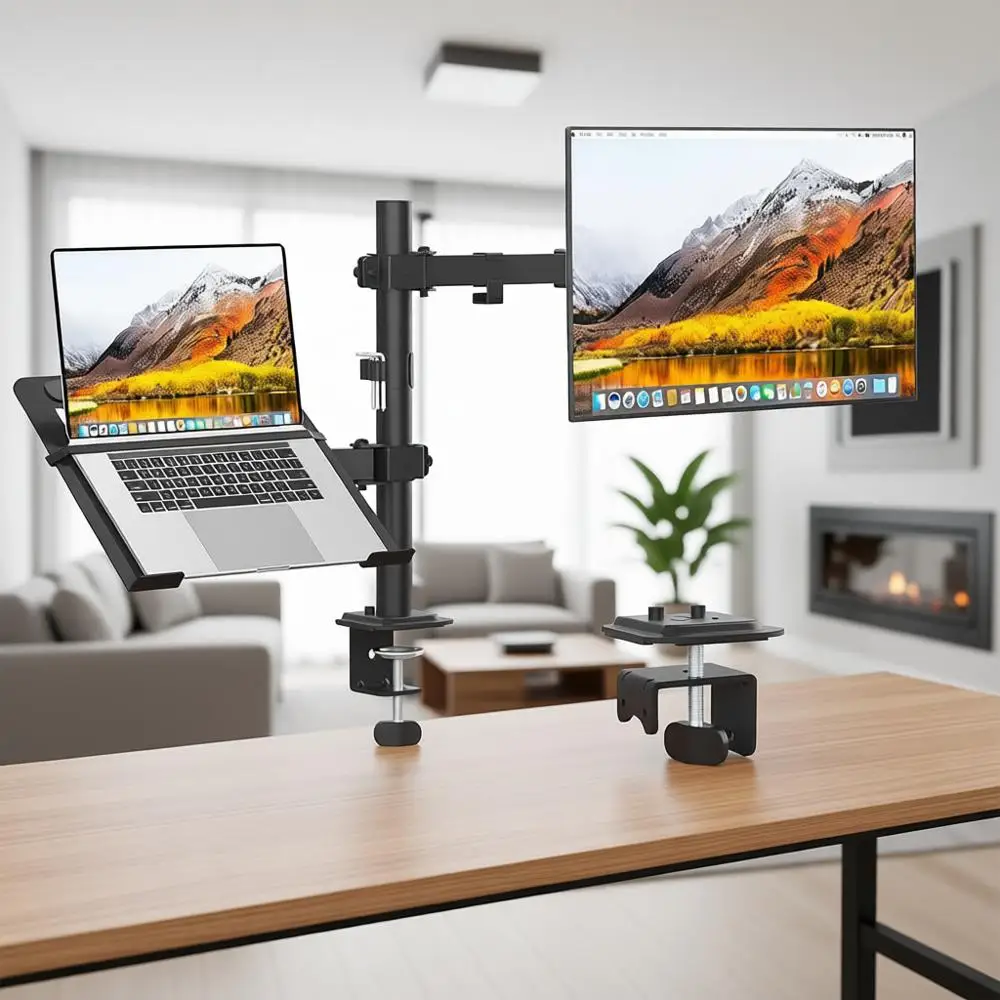

Fully Adjustable Monitor and Laptop Stand with Vented Tray, Supports 13-27 Screens and Notebooks up to 17, Holds up to 17.6lbs