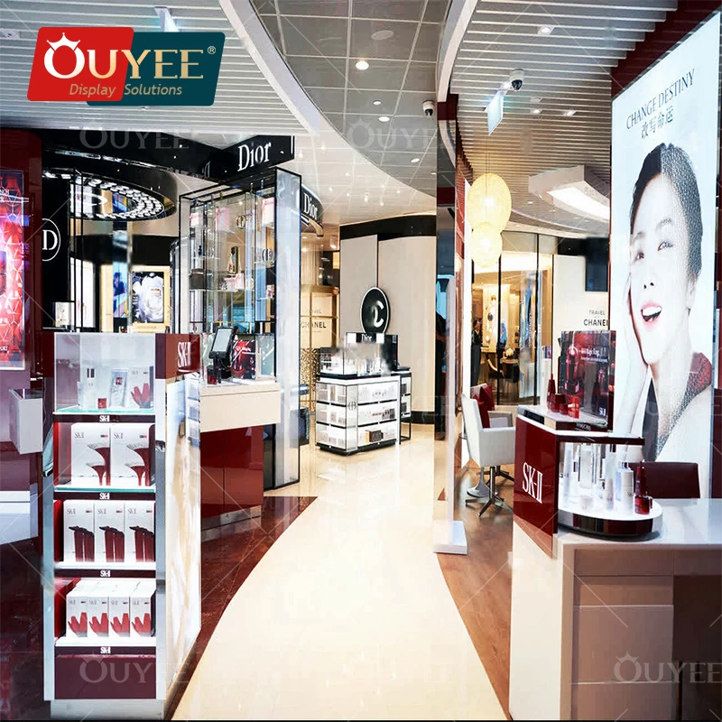 Customized-perfume showcase booths skincare display furniture cosmetic Store display shopping fitting