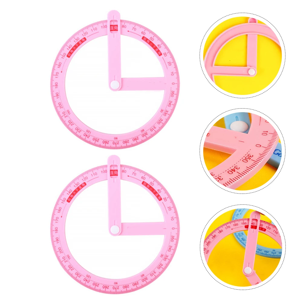 

3pcs Plastic 360 Degree Rotary Protractor Math Teaching Tool For Angle Learning With Swing Arm Student Gift School Supplies