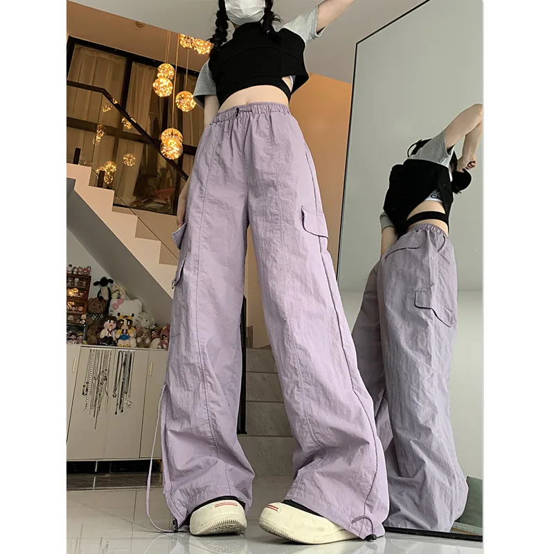 

WCFCX STUDIO 2023 Women Autumn New Drawstring Loose Straight Leg Wide Leg Fashion Popular Casual Parachute Pants