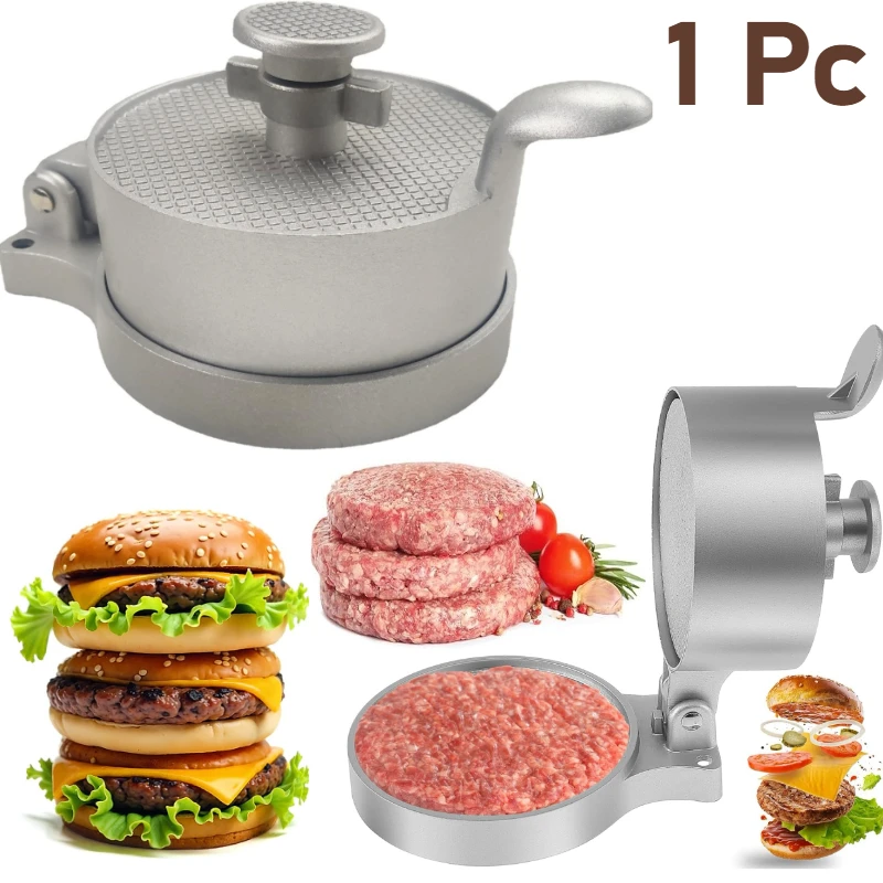 

Пресс для гамбургеров из алюминиевого сплава, регулируемая толщина, легко прессованная машина для приготовления пирогов, кухонный инструмент для изготовления гамбургеров