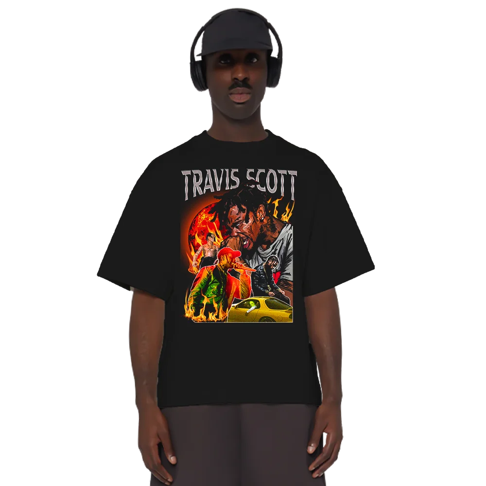 TRAVIS SCOTT T-shirt Men Women Street European American Rapper Vintage Unisex Casual Loose Short Sleeves Hip Hop Oversized Tees