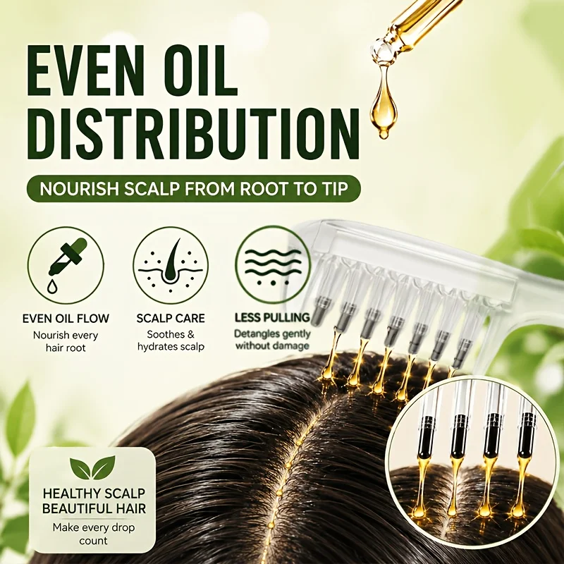 Scalp Oil Applicator Comb for Serums Liquid Quick Root Delivery Hair Oil Applicator 4ML Handle Scalp Massage for Men & Women