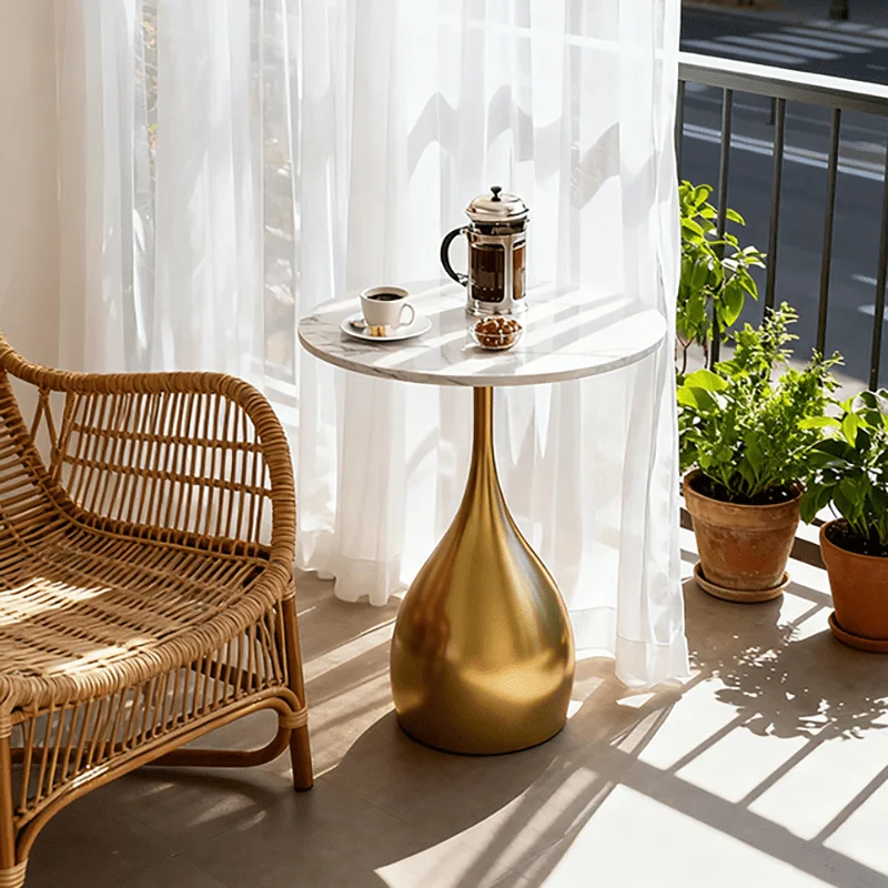 1pc Sofa Side Small Round Table, Tea Table, Light Luxury Mini Minimalist Bed Small Round Mobile Art Designer Tea Table