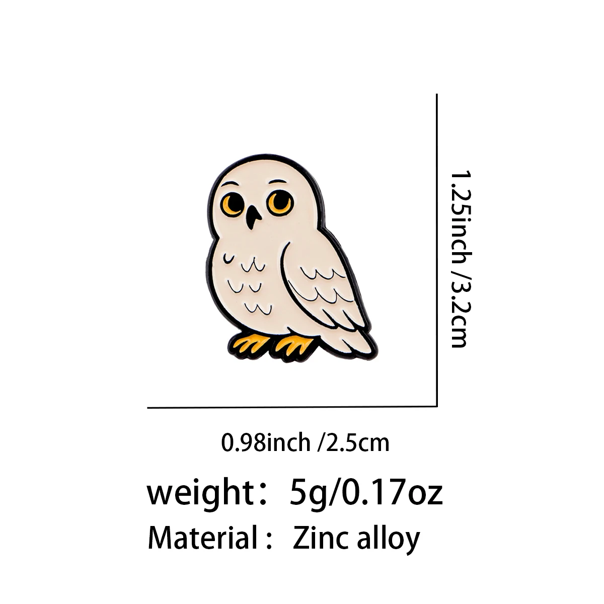Cute White Owl Enamel Pin Cartoon Animal Lapel Brooch Badge for Denim Jacket Backpack Hat Fashion Jewelry Gift for Fans