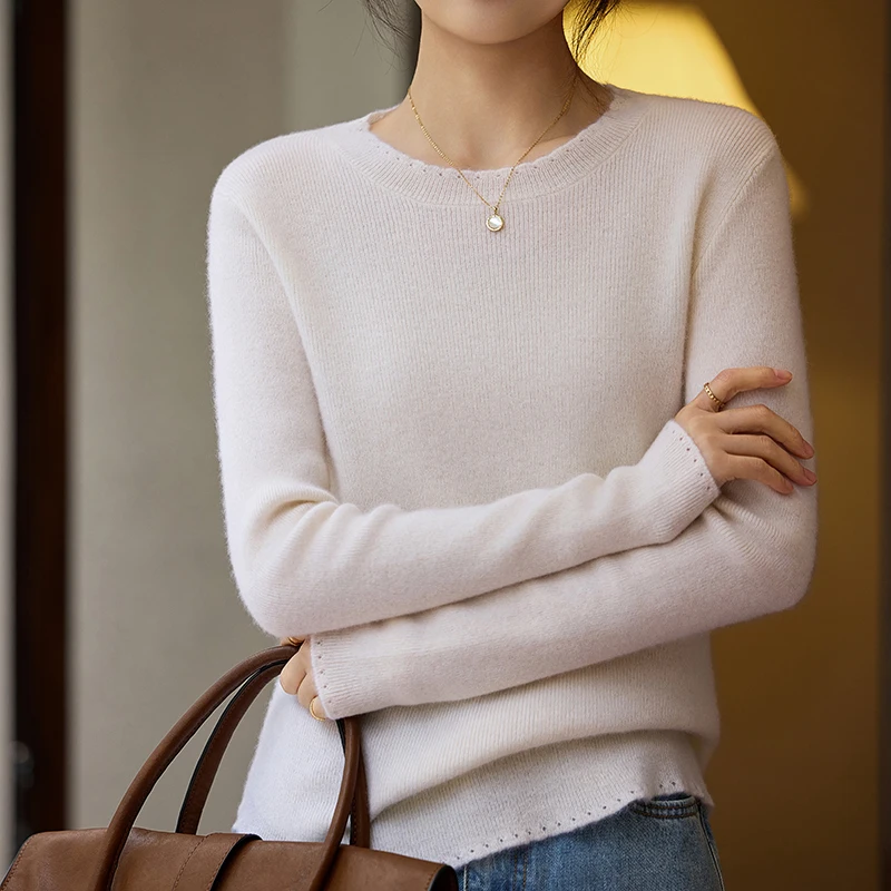 

Basic 100% Merino Wool O-Neck Sweater Pullover Cashmere Basic Warm Long Sleeves Casual Solid Color Soft Fashion Clothing Top
