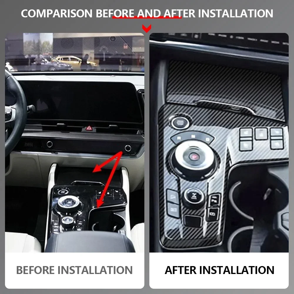 

2Pcs Carbon Fiber Car Center Console Gear Shift Panel Cover Frame Sticker Trim for Kia Sportage NQ5 2022 2023 2024
