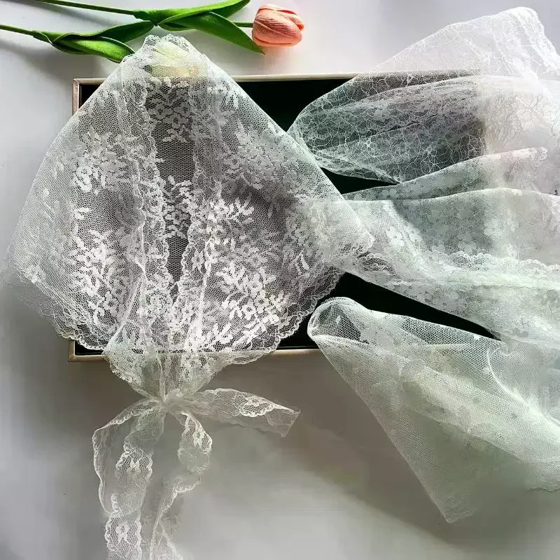 

Изящный кружевной платок с цветочным узором, белый, из тканого кружева, в художественном стиле, многофункциональный, с завязками, для путешествий и фотосессий, аксессуар для волос
