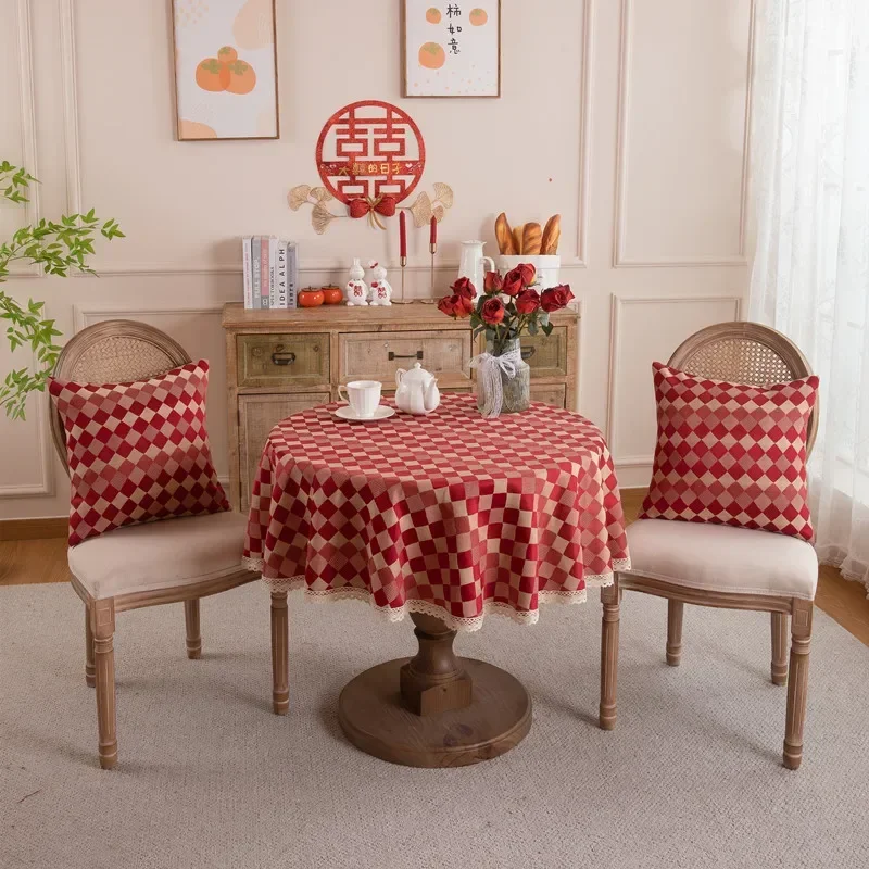 New Year's Red Tablecloth Chinese Style Jacquard Fabric Thickened and Easy To Clean Apply To Wedding Room Decoration Cover Cloth