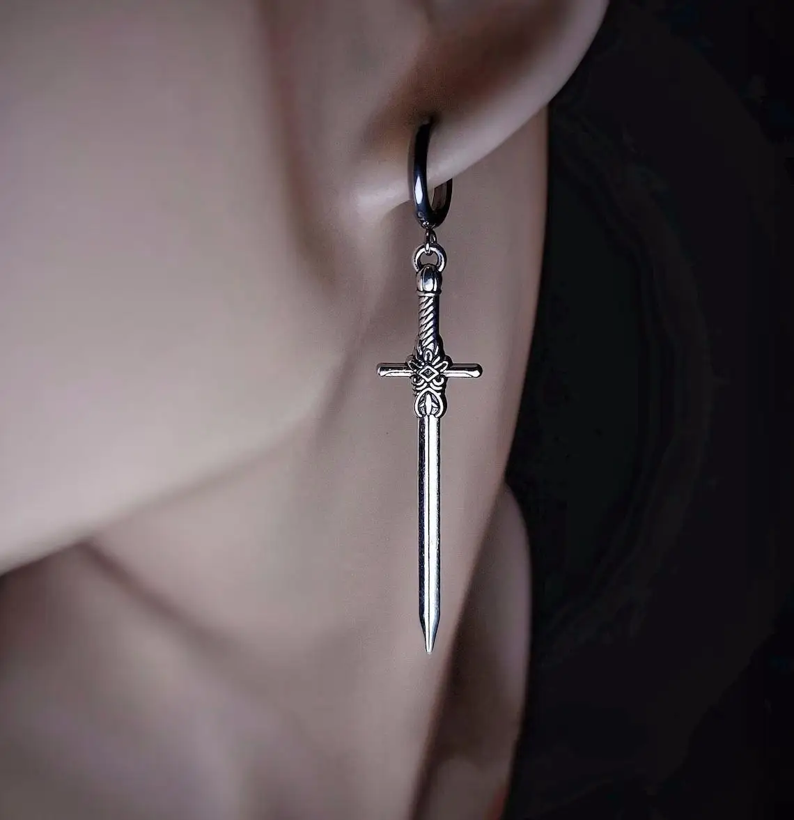 Gothic Vintage Sword Earrings For Women Man Fashion Cool Punk Rock Party Jewelry Accessories Gift Fantasy Cross Dagger Ear Hooks