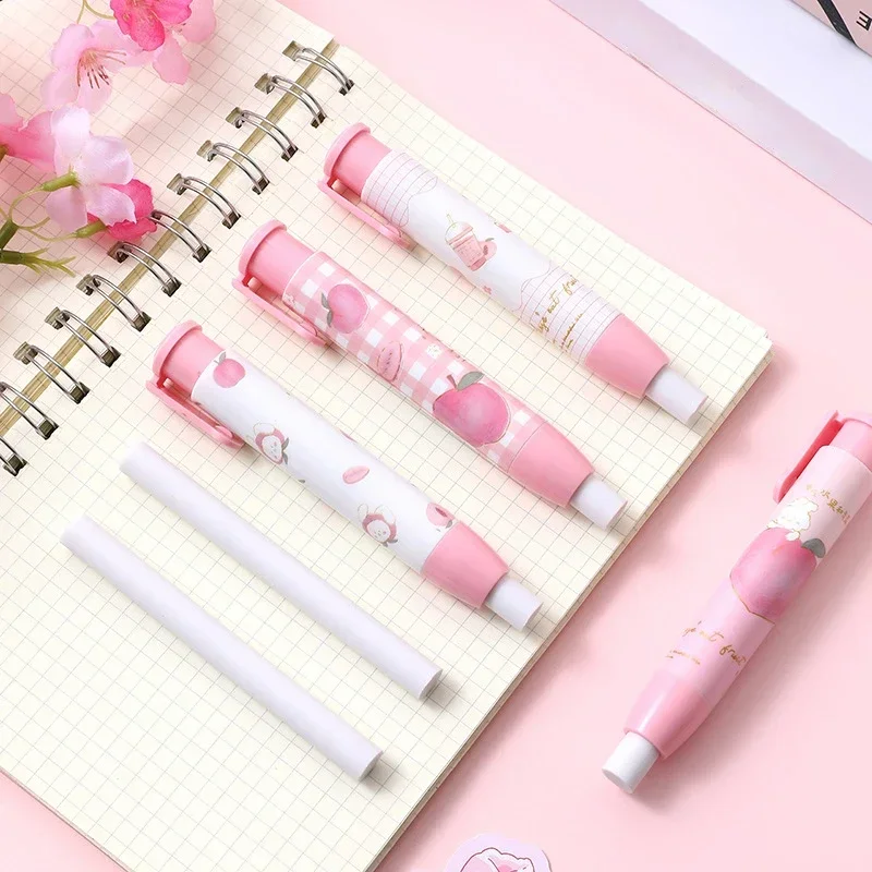 

1PC Kawaii Peach Push-pull Eraser Pencil Eraser Writing Correction rubber erasers for Student drawing Office stationery Supplies