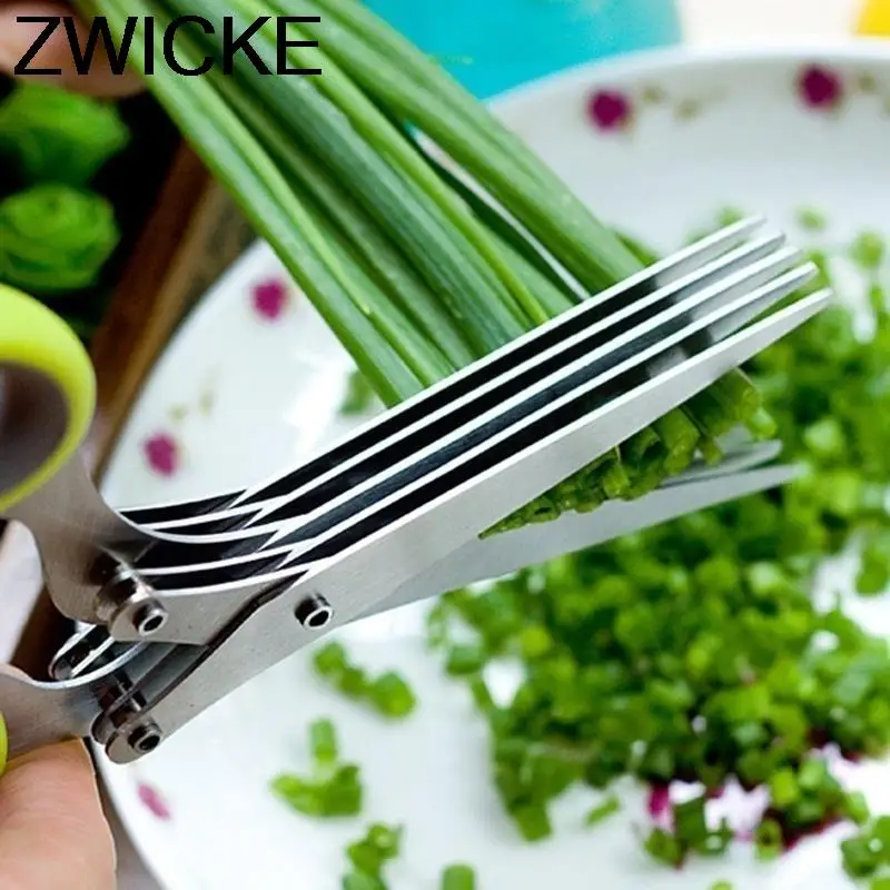 Chopped green onion, cut seaweed, cut cooking tools, multi-function stainless steel kitchen scissors with 3/5 layers