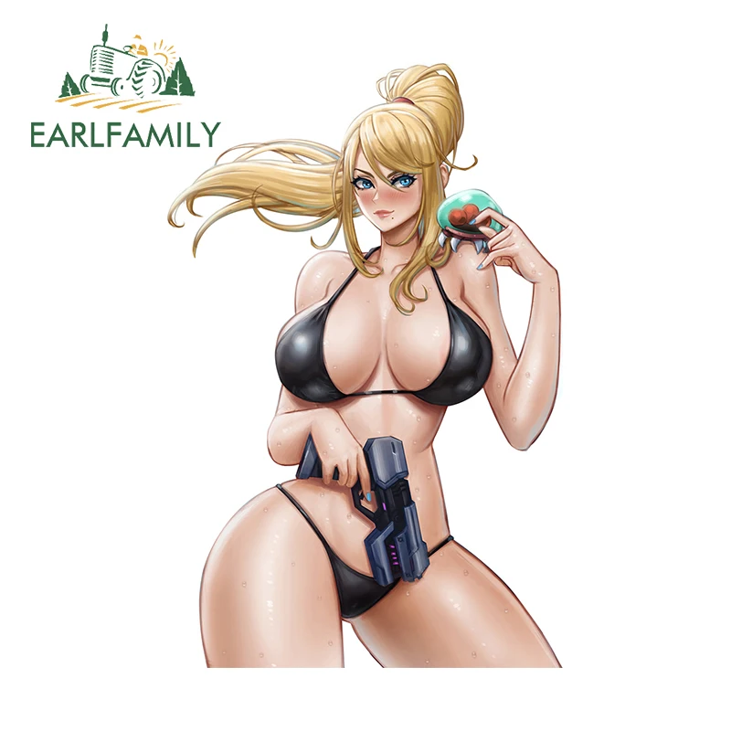 

EARLFAMILY Sedutive Samus Aran Car Stickers Simple Amusing Fatansting Girl Decals Waterproof Windows Caravan Decor Car Label