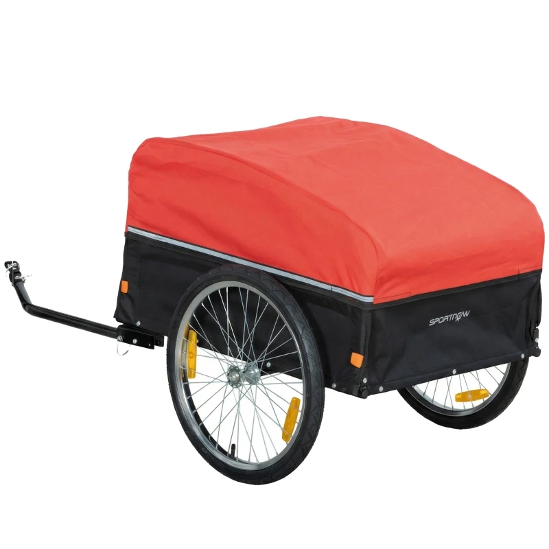 170L Fahrrad-Lastenanhänger mit Plane, 51cm Kupplung, Schnellspannreifen, belastbar bis 40kg.