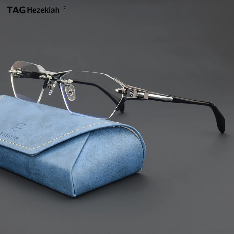 TAG Hezekiah Retro Eyewear Rimless optical glasses frame men T1141 Brand eyeglasses frames Myopia computer Ultralight spectacles