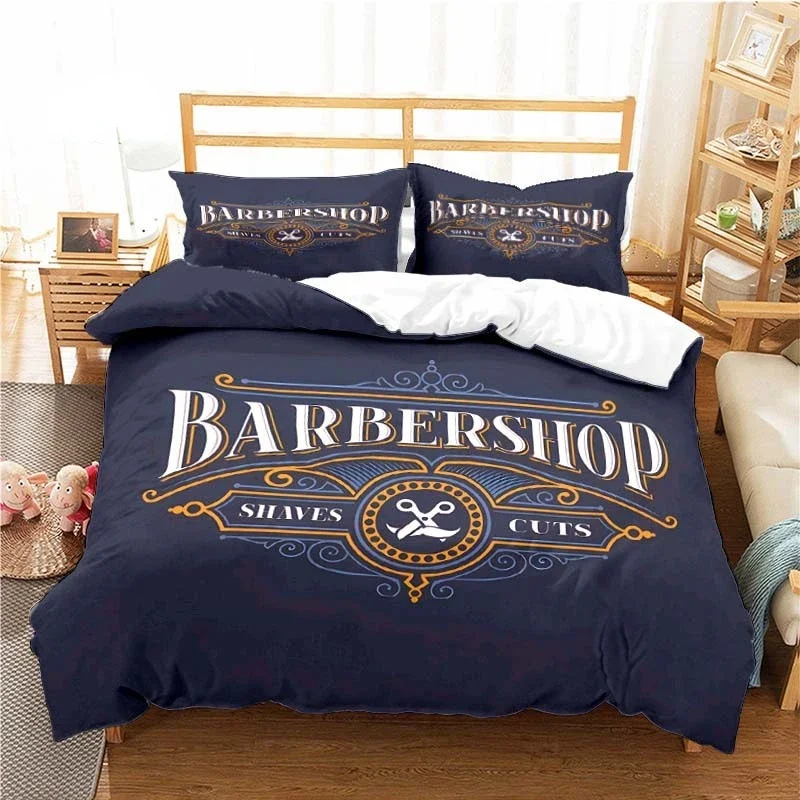 Fashion Barbershop Pattern Duvet Cover Set Bedding for Aldult Kids Bed Set Game Quilt Cover Comforter Cover Bedding Set 6 Sizes