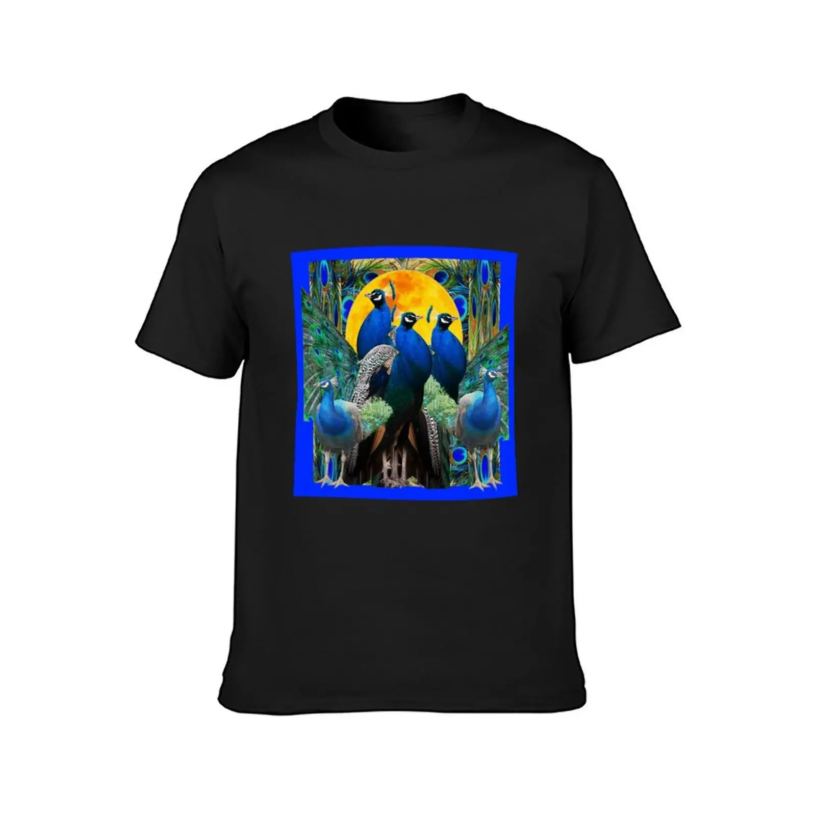 BLUE PEACOCK FAMILY MOON ABSTRACTED ART T-Shirt shirts graphic tees customs design your own mens graphic t-shirts anime