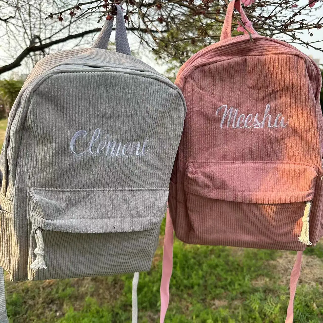 Personalised Corduroy Knapsack Custom Your Name Casual Backpack Unisex Classic Campus Portable Ultra Soft Handbag