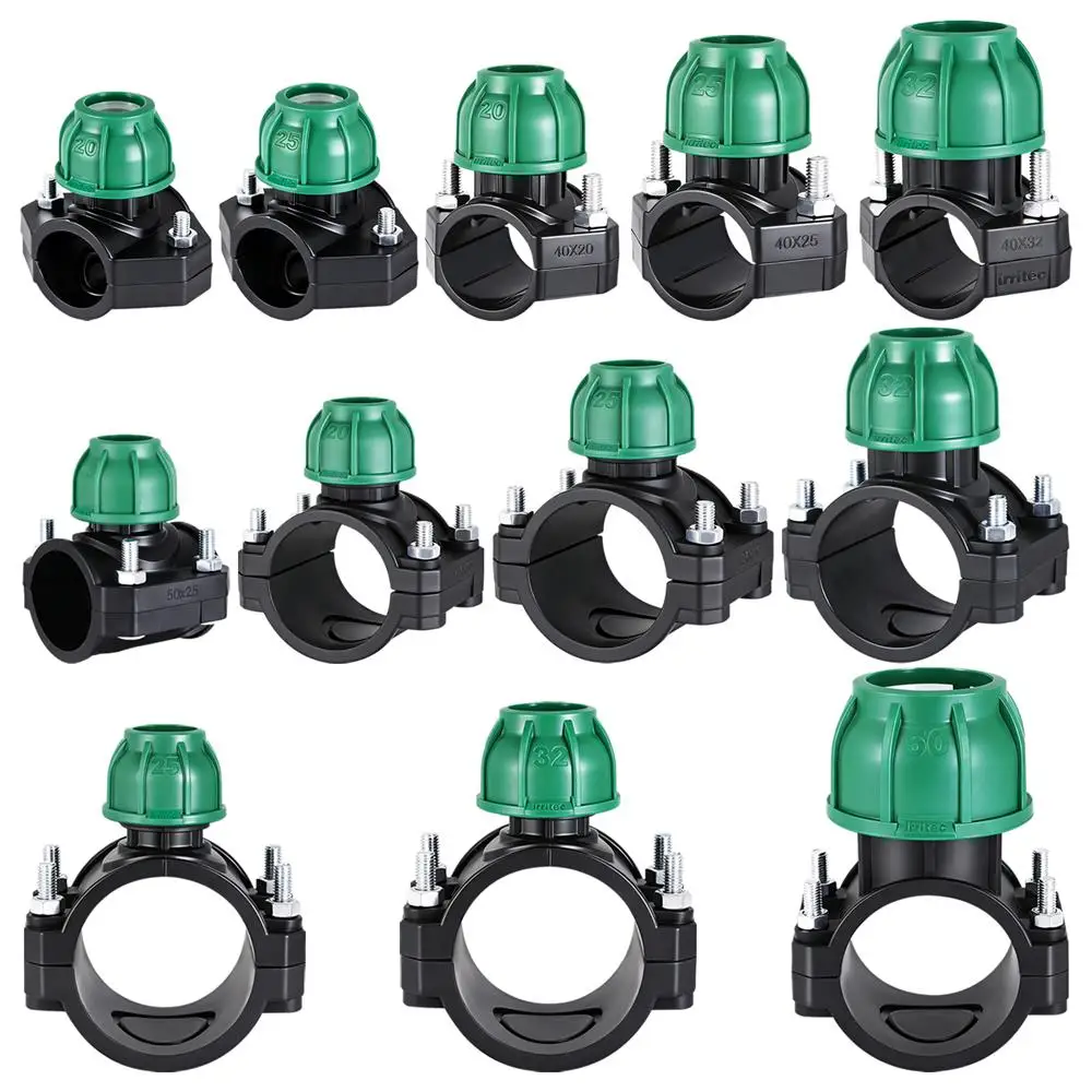 Saddle Clamp PE Water Pipe Connector Agricultural Garden Agriculture Irrigation Water Pipe Splitter Repair Connector Tee Joint