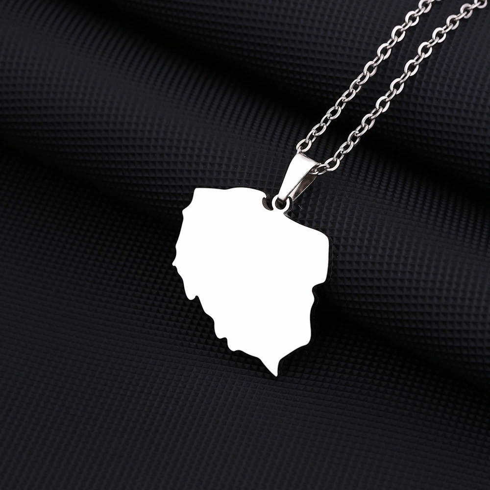 New Poland Map Pendant Necklace Stainless Steel For lovers' Women Men Gold Silver Color Charm Fashion Maps Jewelry Gifts