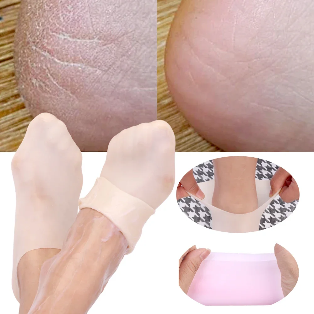 Calcetines hidratantes de silicona para pies, calcetín de Gel hidratante para Spa, pedicura, masaje, cuidado de pies agrietados y secos, 1 par