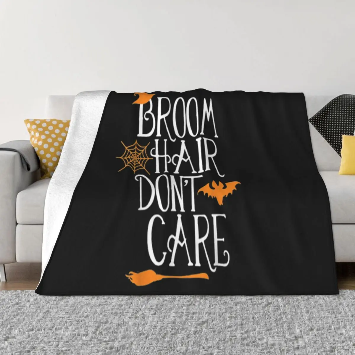 Awesome Witch Halloween Gift Funny Broom Hair Dont Care Girls Kids Hot Sale Hot Throw Blanket