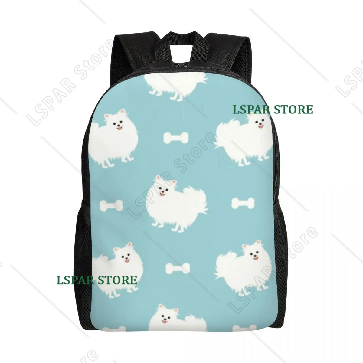 

Милые белые рюкзаки с изображением собак породы померанский шпиц для школьников и студентов, вмещают 15-дюймовый ноутбук, сумки для щенков шпица и померанского шпица