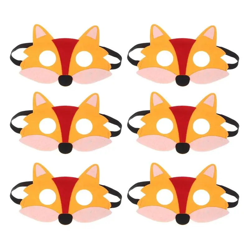

6pcs Non-woven felt mask Cosplay Fox Masks Japanese Mask Half Face Hand-painted Cat Fox Mask Masquerade Festival Cosplay Props