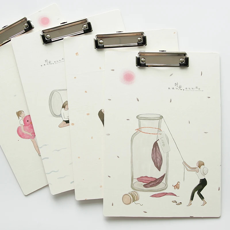 

1 pcs Office A4 Carton Wooden Paper Holding File Clamp Clip Board Pattern Random Office Supplies